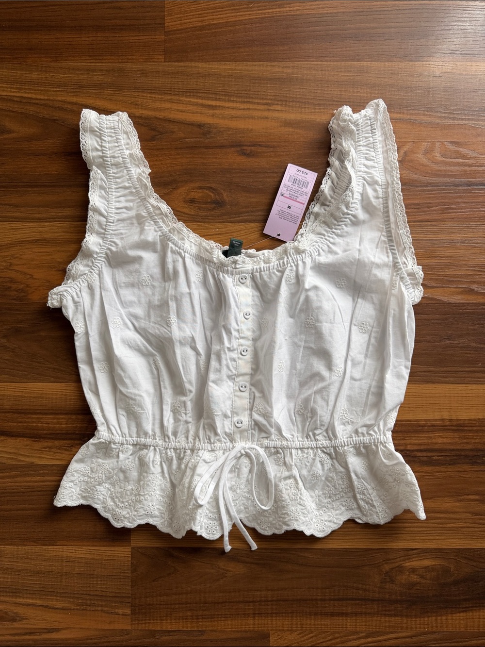 Wild Fable White Eyelet Ruffle-Sleeve Peplum
Tank Top